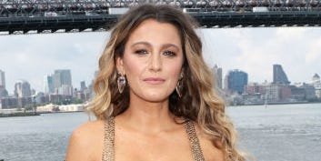 Blake Lively Wears Nude Floral Dress to Promote ‘It Ends With Us’